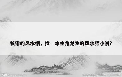 狡猾的风水相，找一本主角龙生的风水师小说？