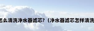 怎么清洗净水器滤芯?（净水器滤芯怎样清洗）