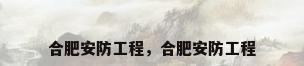 合肥安防工程，合肥安防工程