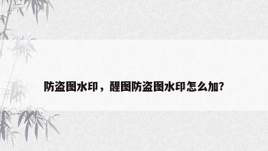 防盗图水印，醒图防盗图水印怎么加？