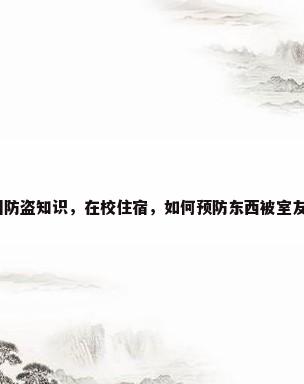 校园防盗知识，在校住宿，如何预防东西被室友偷？