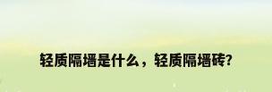 轻质隔墙是什么，轻质隔墙砖？