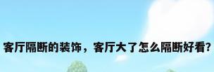 客厅隔断的装饰，客厅大了怎么隔断好看？