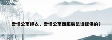 爱情公寓睡衣，爱情公寓四服装是谁提供的？