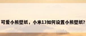 可爱小熊壁纸，小米13如何设置小熊壁纸？
