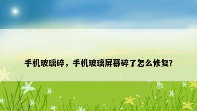 手机玻璃碎，手机玻璃屏幕碎了怎么修复？