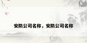 安防公司名称，安防公司名称
