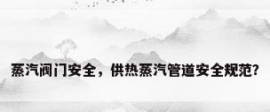 蒸汽阀门安全，供热蒸汽管道安全规范？