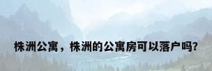 株洲公寓，株洲的公寓房可以落户吗？