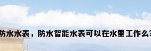 防水水表，防水智能水表可以在水里工作么？