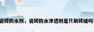 瓷砖防水剂，瓷砖防水渗透剂是只刷砖缝吗？