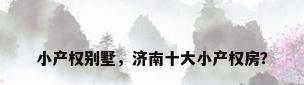 小产权别墅，济南十大小产权房？