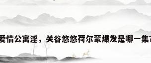 爱情公寓淫，关谷悠悠荷尔蒙爆发是哪一集？