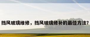 挡风玻璃维修，挡风玻璃修补的最佳方法？