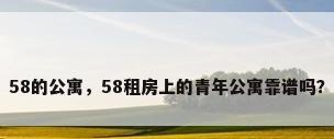 58的公寓，58租房上的青年公寓靠谱吗？