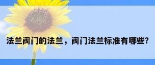 法兰阀门的法兰，阀门法兰标准有哪些？