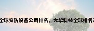 全球安防设备公司排名，大华科技全球排名？