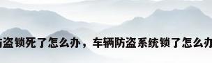 防盗锁死了怎么办，车辆防盗系统锁了怎么办？