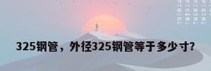 325钢管，外径325钢管等于多少寸？