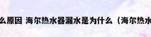 海尔热水器漏水是什么原因 海尔热水器漏水是为什么（海尔热水器排污口滴水是什么原因?）