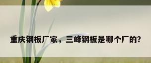 重庆钢板厂家，三峰钢板是哪个厂的？