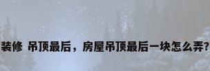 装修 吊顶最后，房屋吊顶最后一块怎么弄？