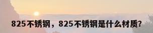 825不锈钢，825不锈钢是什么材质？