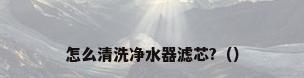 怎么清洗净水器滤芯?（）