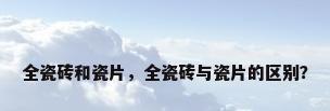 全瓷砖和瓷片，全瓷砖与瓷片的区别？