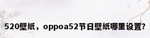 520壁纸，oppoa52节日壁纸哪里设置？