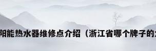浙江省四季沐歌太阳能热水器维修点介绍（浙江省哪个牌子的太阳能热水器最好）