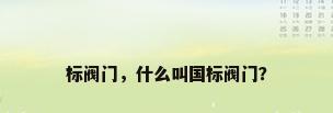 标阀门，什么叫国标阀门？