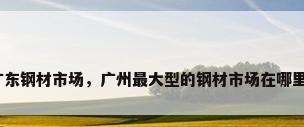 广东钢材市场，广州最大型的钢材市场在哪里？