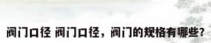 阀门口径 阀门口径，阀门的规格有哪些？