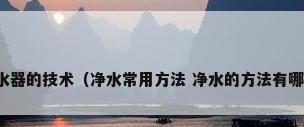净水器的技术（净水常用方法 净水的方法有哪些）