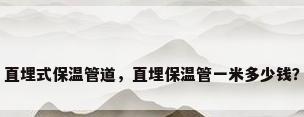 直埋式保温管道，直埋保温管一米多少钱？