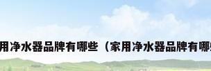 家用净水器品牌有哪些（家用净水器品牌有哪些）