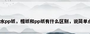 防水pp纸，相纸和pp纸有什么区别，说简单点？