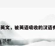 风水的英文，被英语吸收的汉语有哪些？