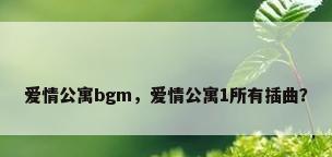 爱情公寓bgm，爱情公寓1所有插曲？