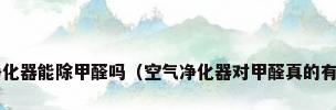 空气净化器能除甲醛吗（空气净化器对甲醛真的有效吗?）