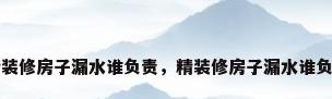 精装修房子漏水谁负责，精装修房子漏水谁负责