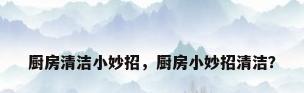 厨房清洁小妙招，厨房小妙招清洁？