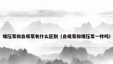 增压泵和自吸泵有什么区别（自吸泵和增压泵一样吗）