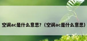 空调ac是什么意思?（空调ac是什么意思）