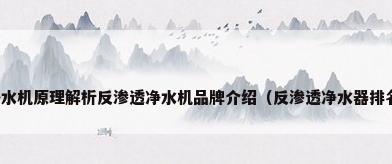 反渗透净水机原理解析反渗透净水机品牌介绍（反渗透净水器排名前十名）