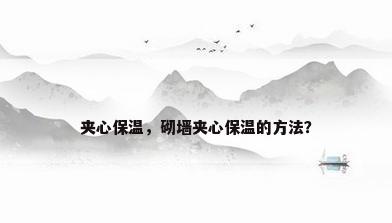夹心保温，砌墙夹心保温的方法？