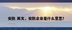 安防 英文，安防企业是什么意思？