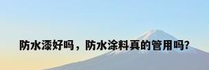 防水漆好吗，防水涂料真的管用吗？