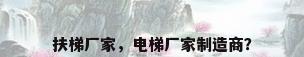 扶梯厂家，电梯厂家制造商？